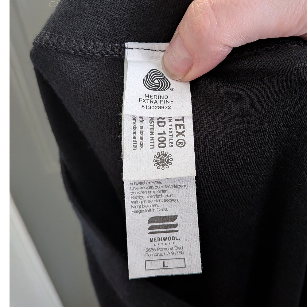 Meriwool Layers Womens Black 100% Merino Wool Base Layer Leggings Size L - Picture 7 of 8